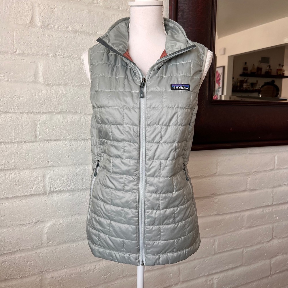 Patagonia Nano Puff Vest Womens Large Gray Quilted Insulated Full Zip Puffer L